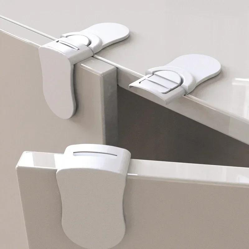 5pcs Safety Drawer LockSticker Anti-Pinching White Cabinet Locks Refrigerator Lock Buckle Finger Protection Accessor